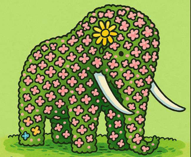 Elefant aus Blumen gestaltet